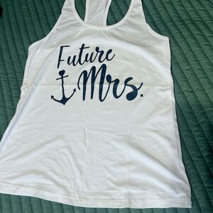 Bella Canvas White Tank with Navy Script
